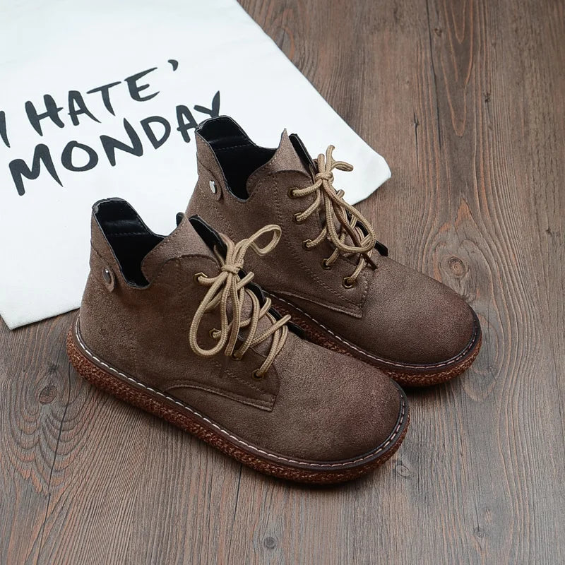 Careaymade-New Casual boots autumn&winter women's versatile big head doll shoes thick soled short boots flat soled women's boots