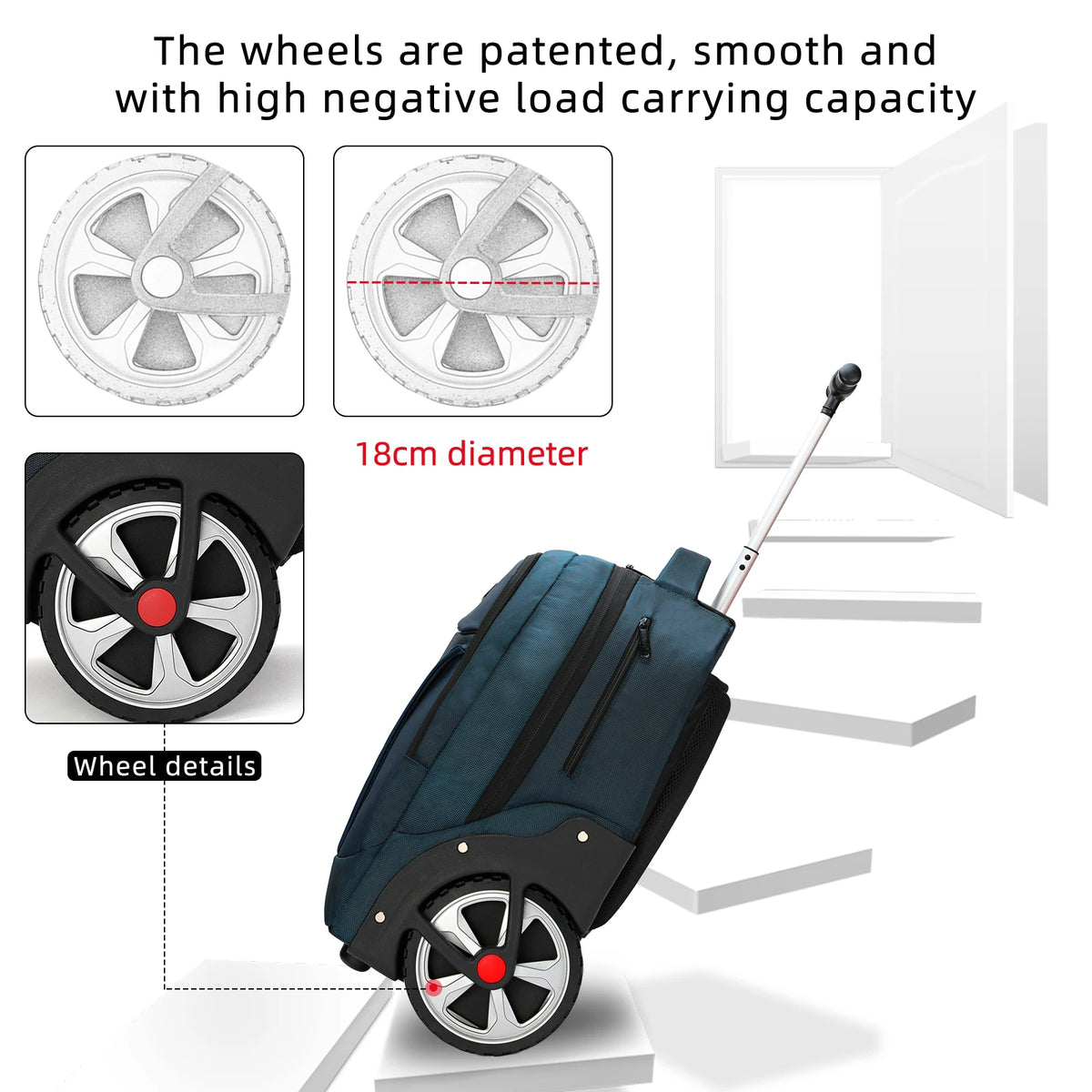 Rolling Luggage Travel Backpacks With Wheels Business Laptop Backpack Cabin Carry on Luggage Telescopic Handle Durable Wheels