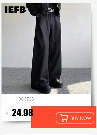 IEFB Men's Suit Pants Solid Color Niche Design Korean Style Casual Straight Elastic Waist Versatile Trousers 2023 New 9C2269