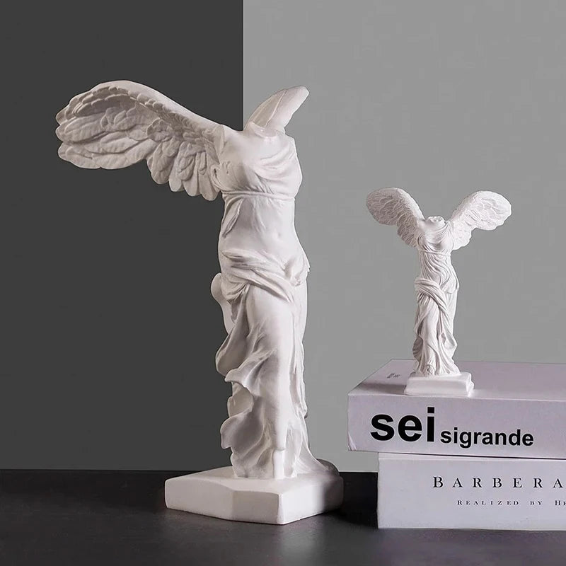 1pcs Resin Greek Goddess Of Victory Character Statue Angel Wing Art Figurine Decoration Home Office Decor Sculpture Ornament