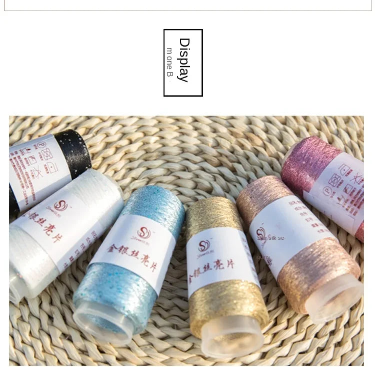 Lurex Sequined Companion Glitter Yarn Golden Wholesale 50g /Ball 1800M Sequin+ Gold Pure Silver Lurex Fabric Metallic Knit Yarn