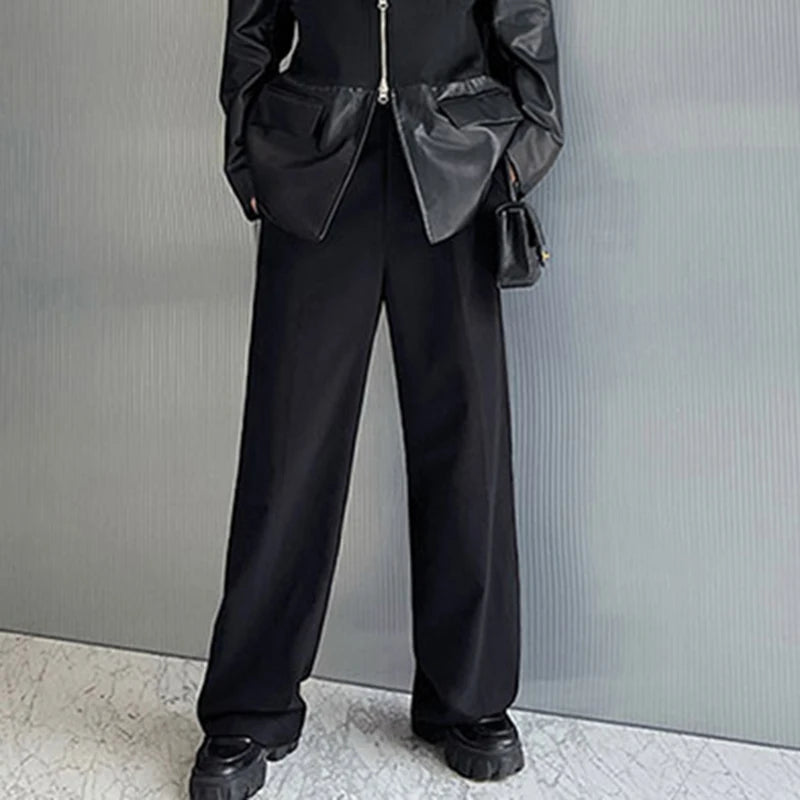 IEFB Men's Suit Pants Solid Color Niche Design Korean Style Casual Straight Elastic Waist Versatile Trousers 2023 New 9C2269