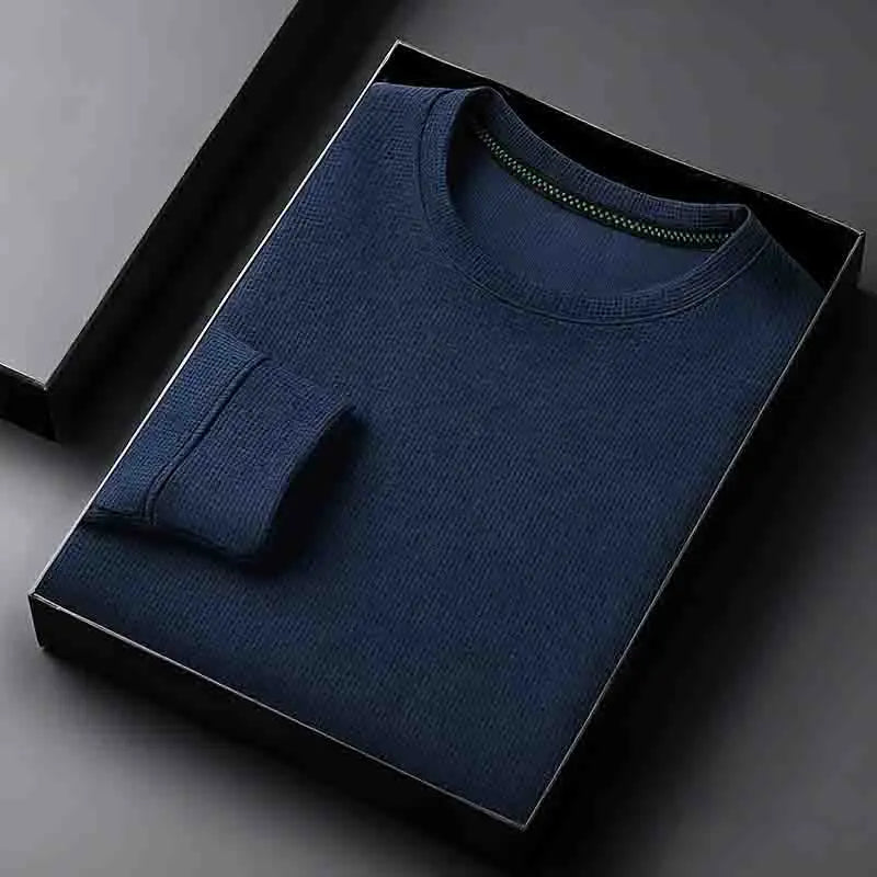 2026 New Arrival Men's Basic Solid Crew Neck Sweater Breathable Long Sleeve Knit Pullover