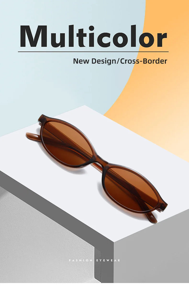 Sexy Small Oval Women's Sunglasses 2024 New Fashion Black Brown Sun Glasses Ladies Shades Trends Summer Unique Eyewear Men