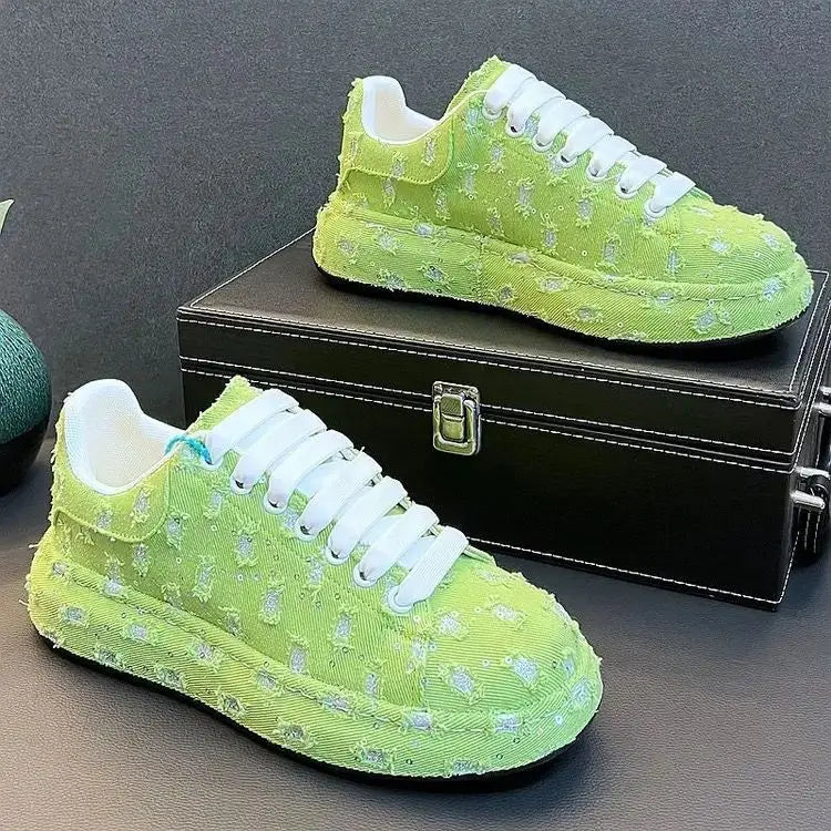 Sneakers Casual Mens Designer Bling Graffiti Board Shoes Fashion Microfiber Leather Breathable Increased Internal Platform Shoes