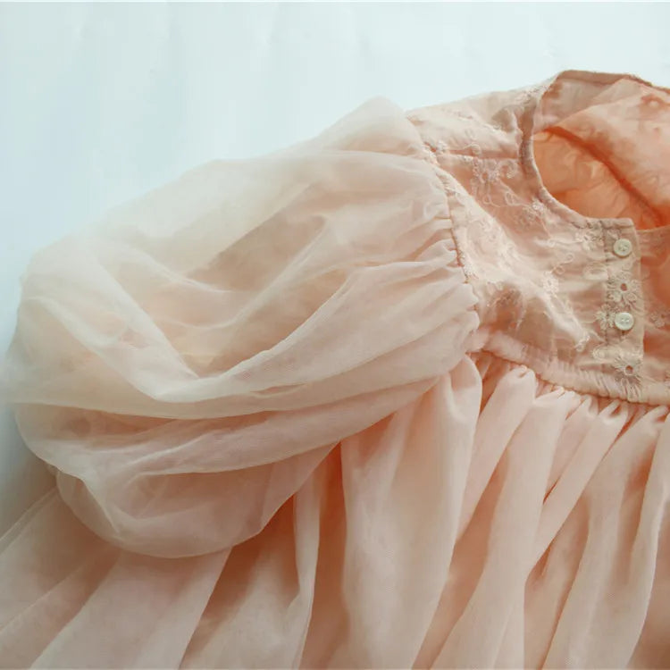 deer jonmi New 2026 Spring Children Princess Dresses Lantern Sleeve Floral Embroidery Baby Girls Birthday Party Ball Gown Dress