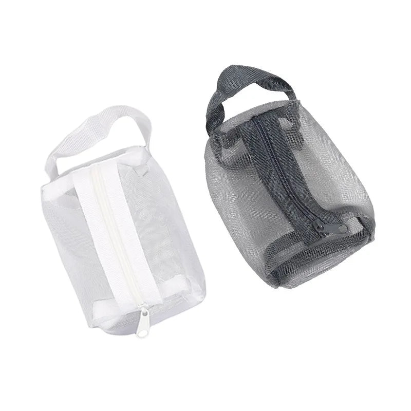 Mini Clear Nylon Mesh Cosmetic Bags Cute Women Small Lipstick Makeup Bags Pouch Data Line Key Earphone Organizer Case