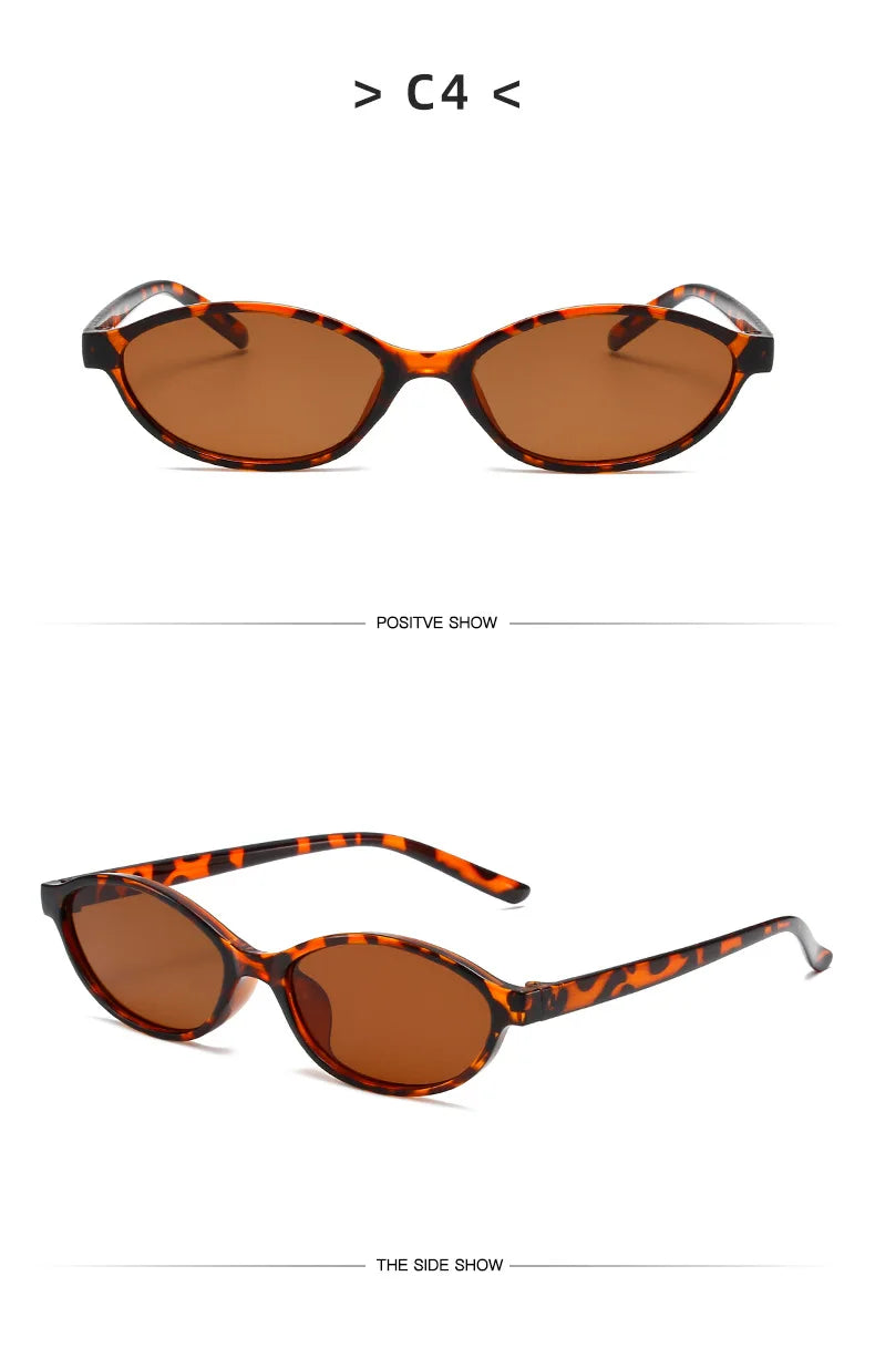 Sexy Small Oval Women's Sunglasses 2024 New Fashion Black Brown Sun Glasses Ladies Shades Trends Summer Unique Eyewear Men