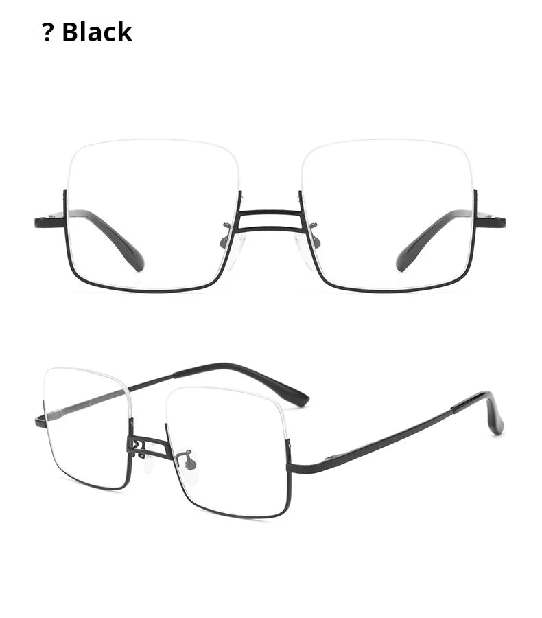TFTB New Men's and Women's Snooker Billiards Glasses Frame Ultra Light Fashion Large Size Spring Leg Square Half Eyeglasses T002