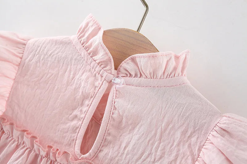 9-Month-4 Years Old Pink Ruffled Sleeve Baby Girl Dress, Summer New Soft And Comfortable Children'S Sleeveless Clothes