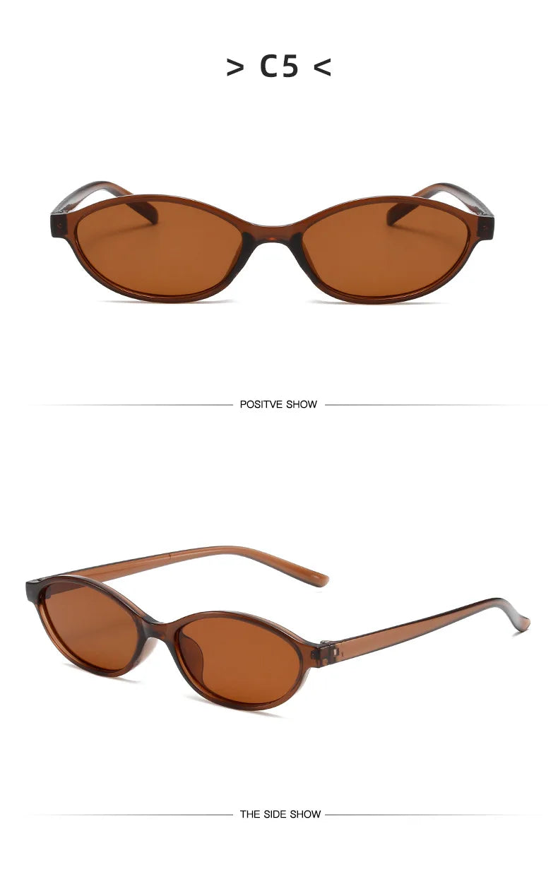 Sexy Small Oval Women's Sunglasses 2024 New Fashion Black Brown Sun Glasses Ladies Shades Trends Summer Unique Eyewear Men