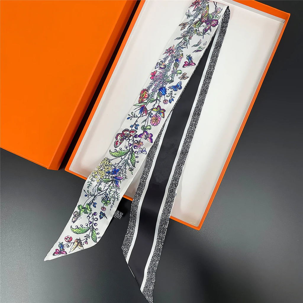2024 Neues Design Stiefmütterchen Tarot Schal Frauen Luxusmarke Schal Skinny Tasche Seidenschals Foulard Haar Halstuch Stirnband Für Damen