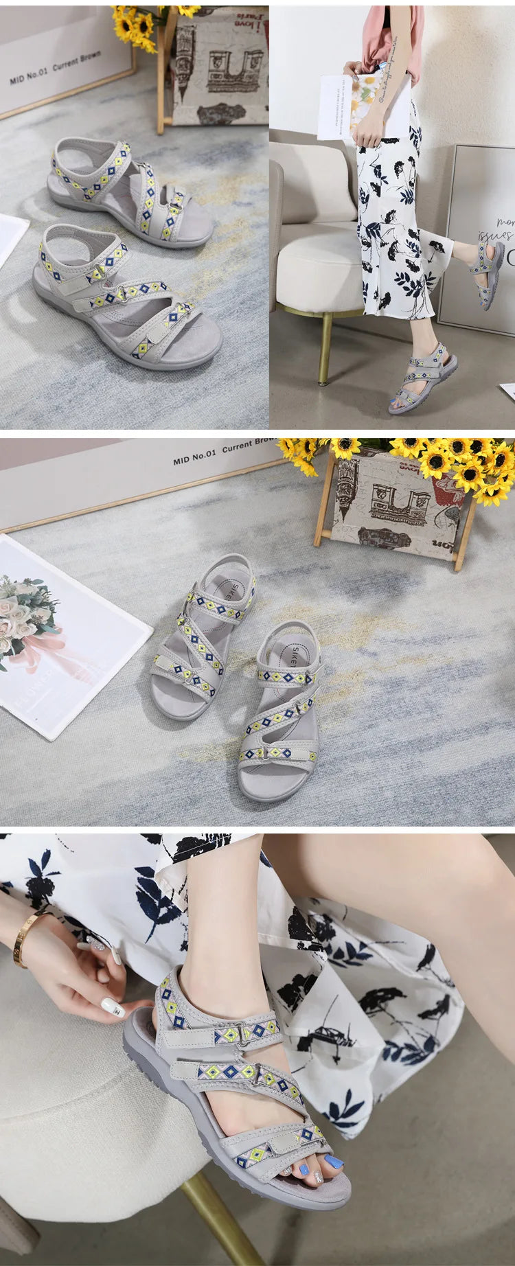 New Sandals Shoes Women Soft Sandals Lady Slip on Open Toe Walking Shoes Mother  Casual Footwear