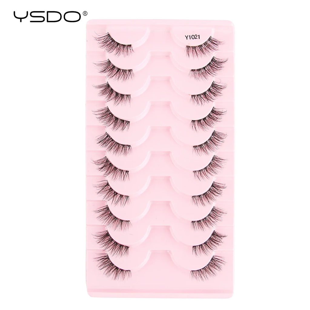 YSDO Halb-Wimpern 5/7/10 Paare Nerzwimpern Natürliche Falsche Wimpernverlängerung Make-up Wispy Katzenwimpern Künstliche Wimpern Maquiagem Cilios