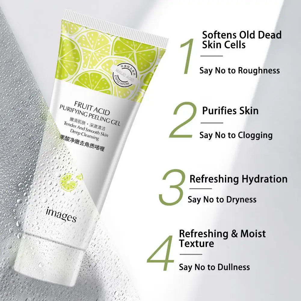 Fruit Acid Peeling Gel Facial Cleansing Exfoliating Peeling Scrub Cream Deep Clean Moisturizing Blackhead Removal Face Cleanser