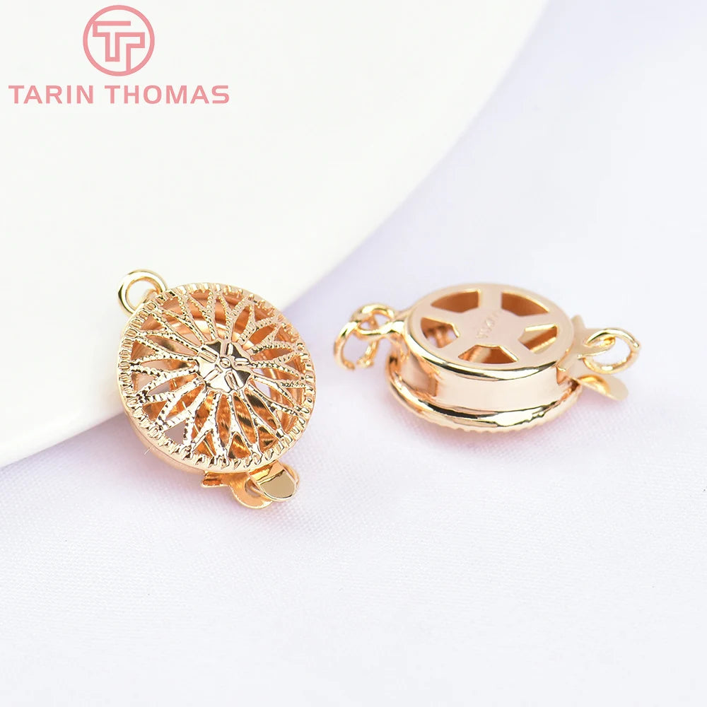 (5798) 4PCS 12MM 24K Gold Color Brass Round Bracelet Necklace Connector Clasp High Quality Diy Jewelry Accessories Wholesales