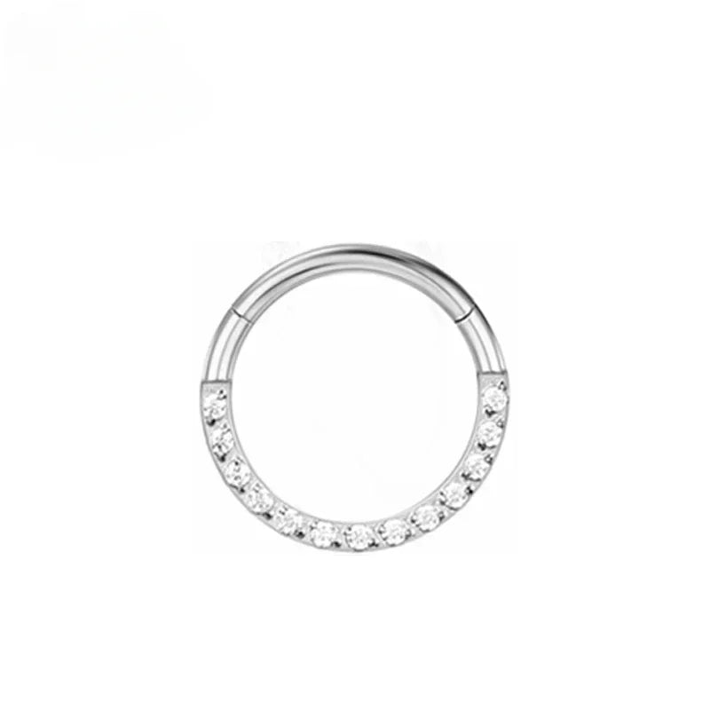 Surgical Steel Nose Rings Hinged Segment Ear Cartilage Tragus Earrings Helix Hoops CZ Septum Clicker Piercing Body Jewelry
