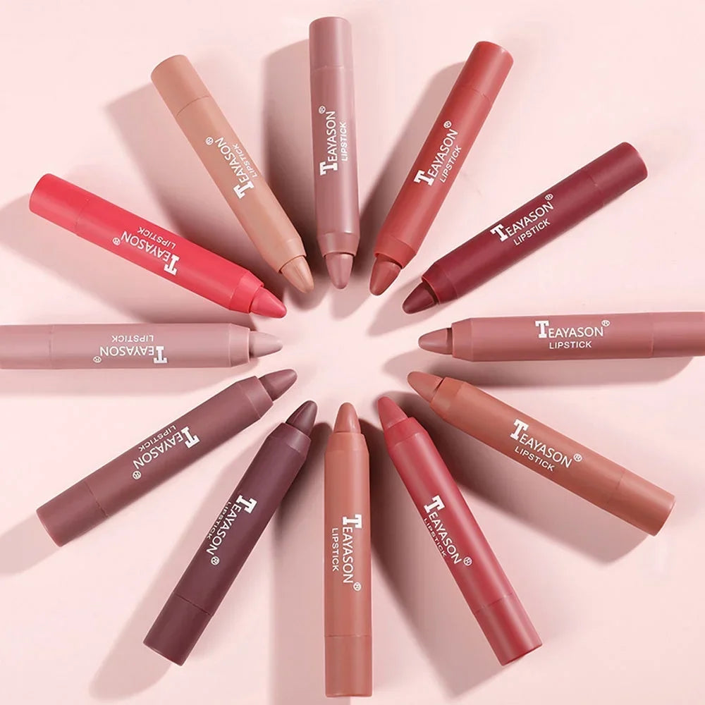 12 Colors Waterproof Long Lasting Lip tint Velvet Matte Lipsticks Nude Stick Lips Makeup Tint Pen Daily Makeup Nude LipstickTool