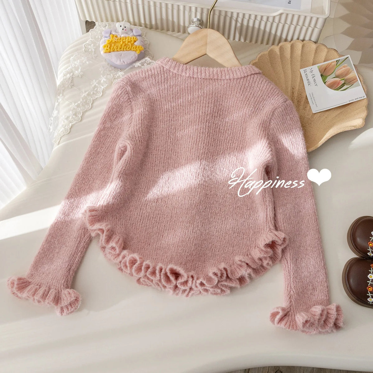 Girls Suit Korean Solid Color Sweater Knitted Spring and Autumn New Simple Straight Leg Slacks Set Baby Girl Clothes
