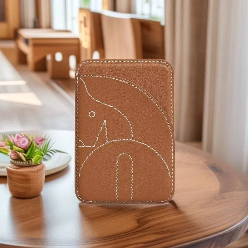 New PU Magnetic Card Holder Short Back Sticker Stealth Business Card Holder Handmade Large Capacity Name Card Clip