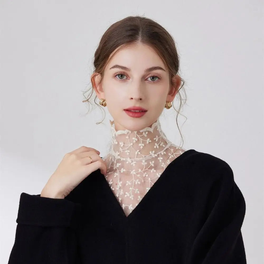 Cute Petal Fake Collar Black Lace False Collar Detachable Lapel Clothes Accessories Women