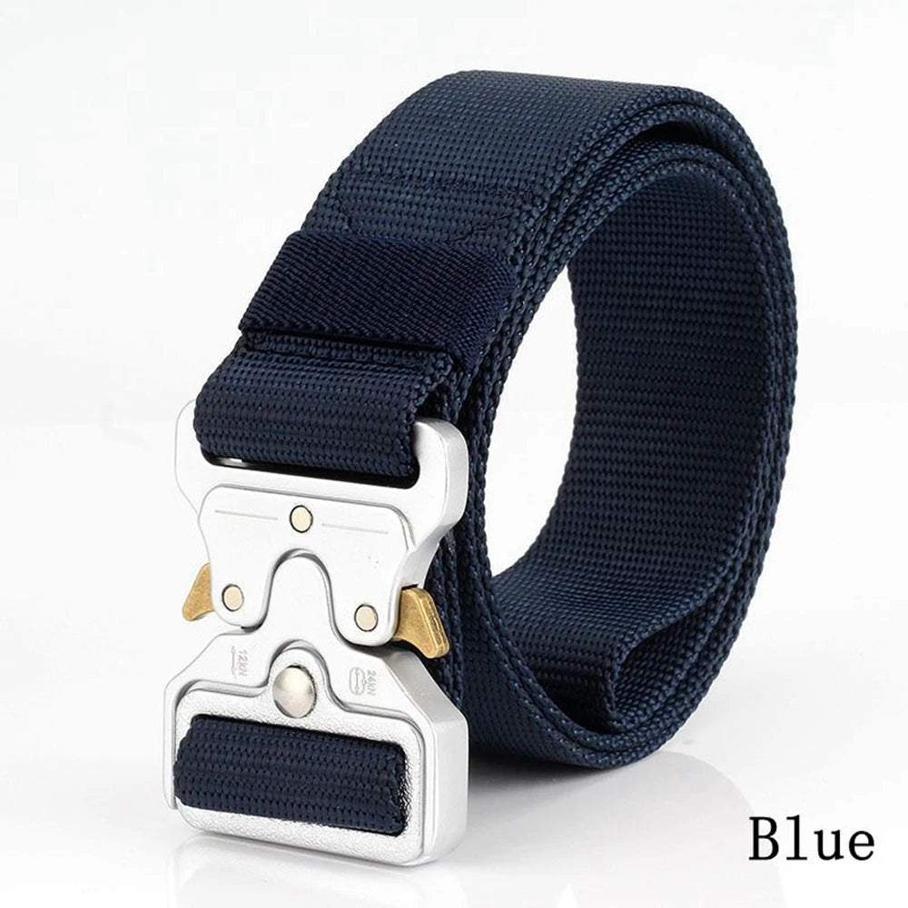 38mm Tactical Belt for Men Heavy Duty Nylon Waist Belt with Silver Buckle Unisex Designer Jeans Belt for Women