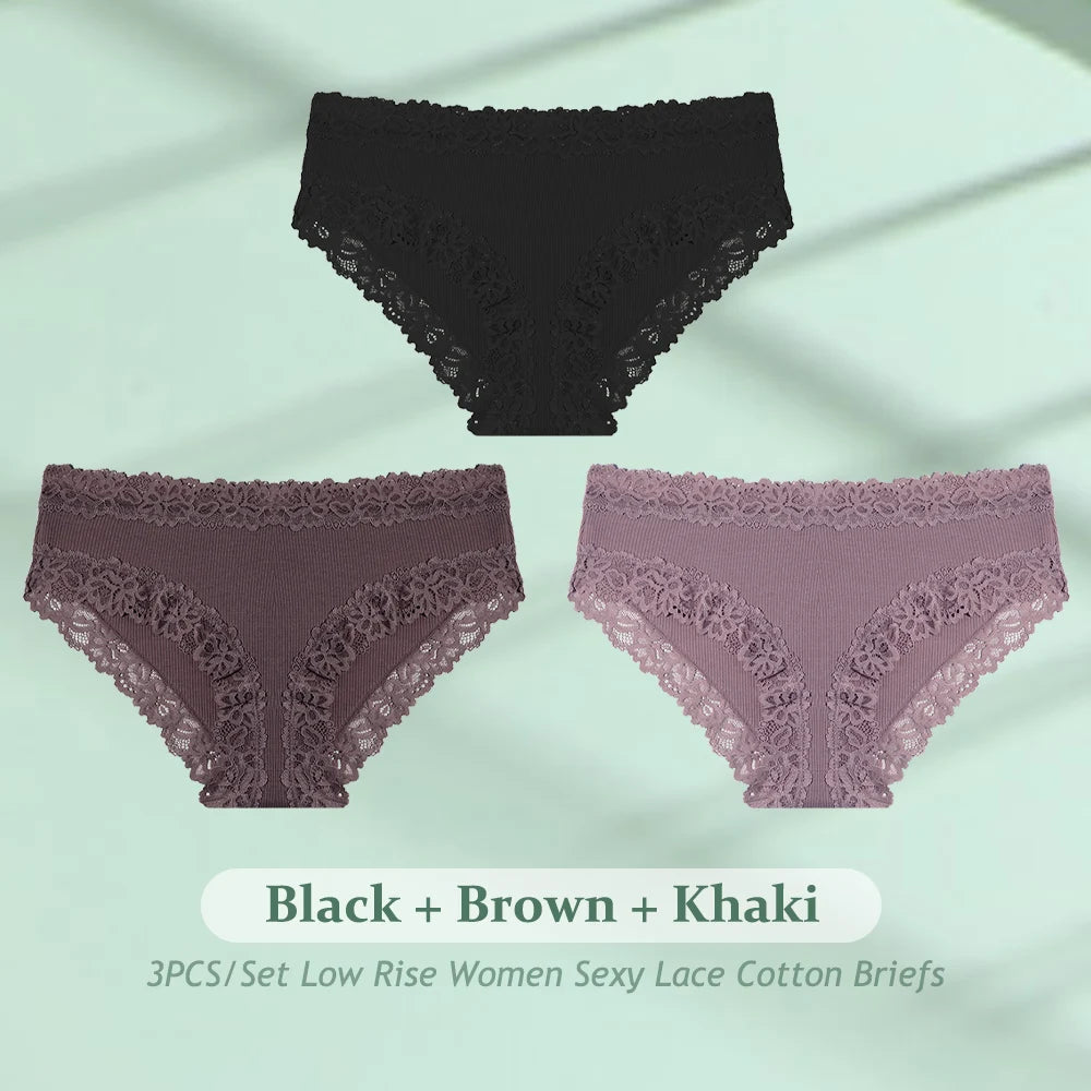 3PCS/Set  Women Cotton Seamless Panties Sexy Low Waist Sretch Solid Color Briefs Female Breahtable Underwear Ribbed Lingerie