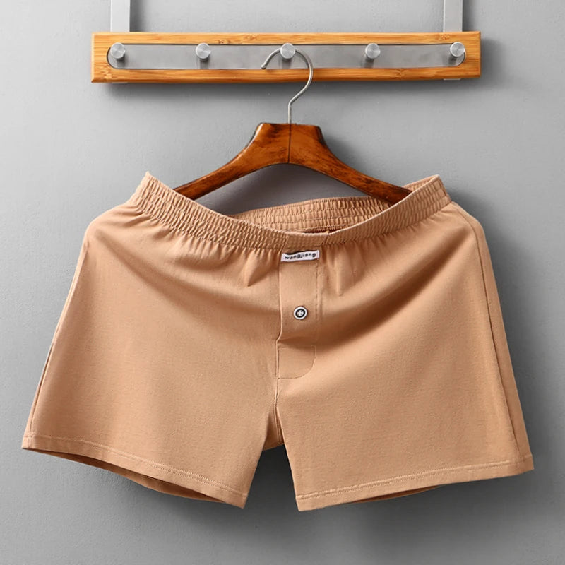 Men Casual Summer Elastic Waist Solid Shorts Printed Clothing Solid Color Shorts Japanese Style Cotton Home Shorts