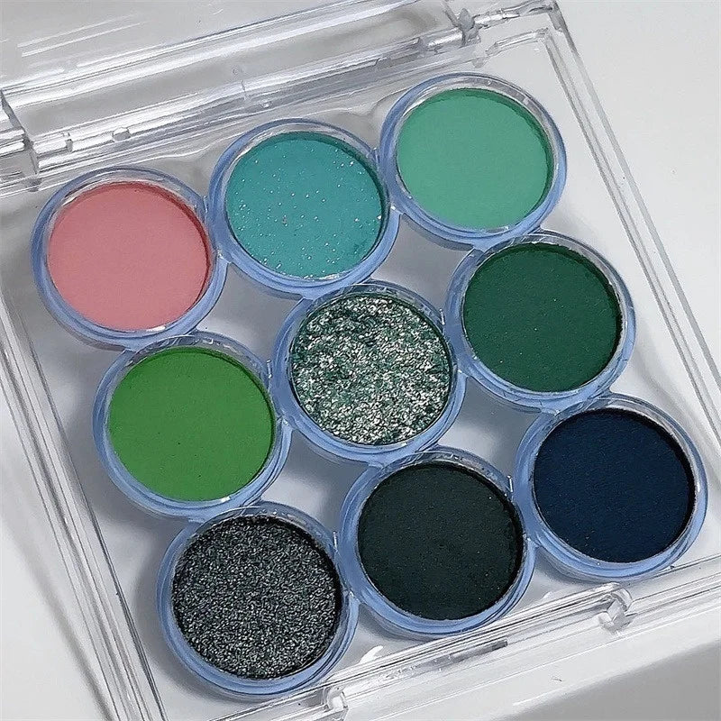 9Colors Glitter Eyeshadow Palette Smoke Purple Lace Shimmer Pearlescent Matte Acrylic Eye Shadows Palette Waterproof Eye Make Up