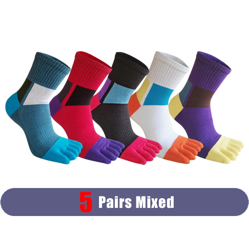 Mans Five Finger Socks Sport Compression Cotton Anti-Bacterial Breathable Warm Outdoor Travel Bike Run Toe Short Socks Student