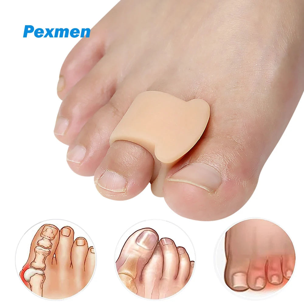Pexmen 2er-Pack Gel-Zehenspreizer Zehentrenner Hammerzehen-Glätter Korrigiert Zehen und Ballenzeh Linderung Weicher Silikon-Zehenkorrektor
