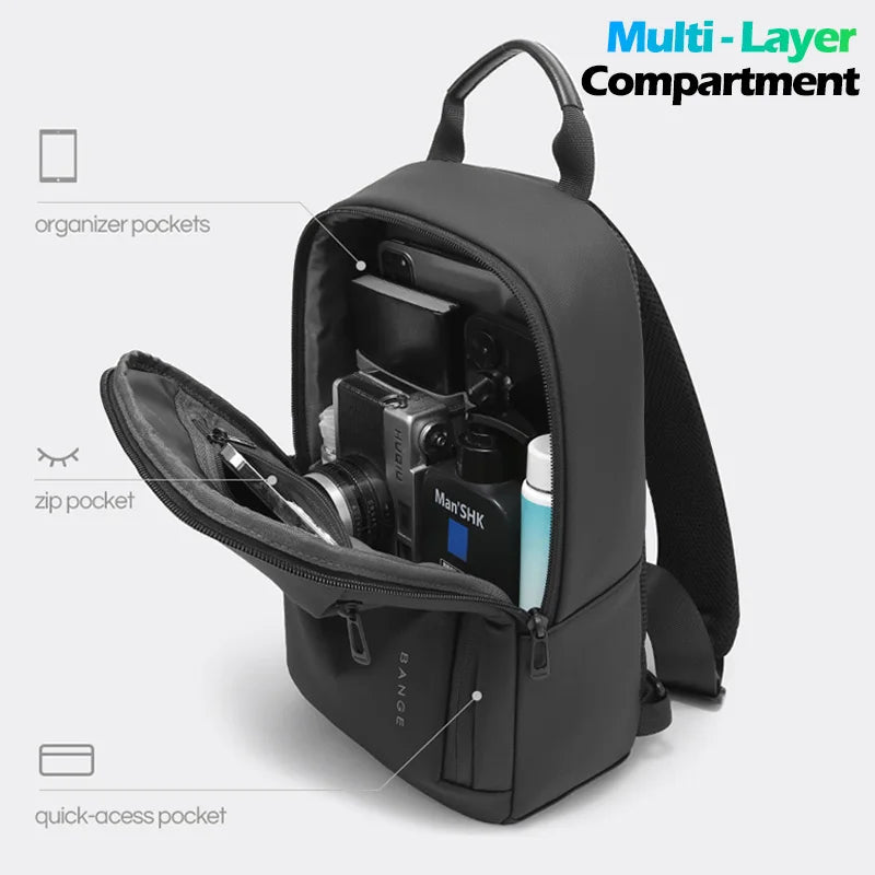 BANGE Lightweight Chest Bag Men Satchel Shoulder Bag Waterproof Sling Bag Oxford Cloth Small Casual Bag Crossbody Bag for Men