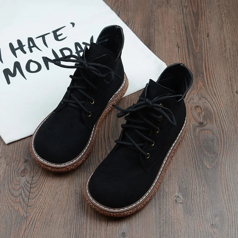 Careaymade-New Casual boots autumn&winter women's versatile big head doll shoes thick soled short boots flat soled women's boots