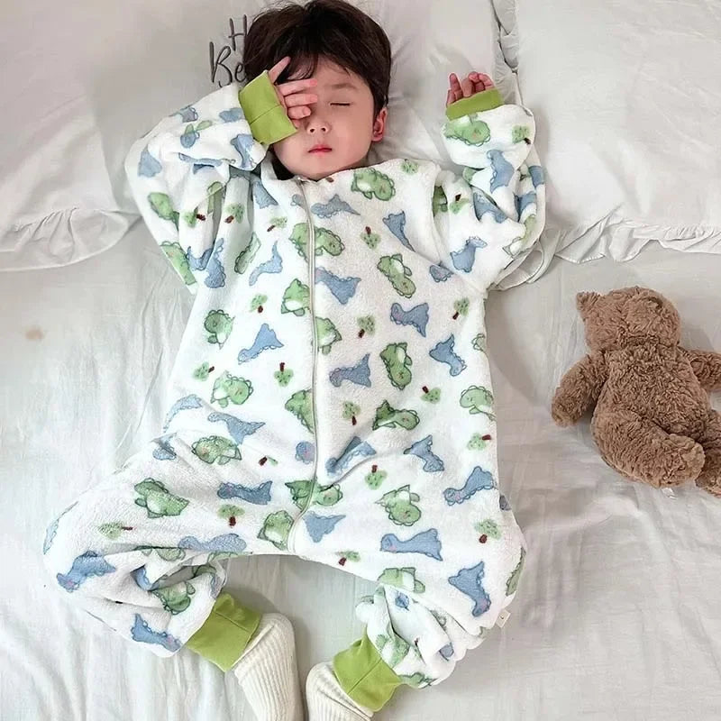 Cartoon Flannel Fleece Children Baby Sleepwear Warm Winter Clothes Toddler Sleep Clothing Pajamas For Girls Boys Kids 1-6T