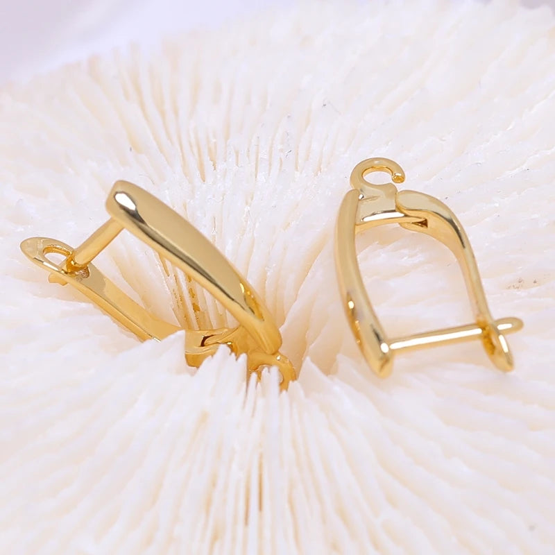 Juya 8Pcs/Lot 18K Gold Plated Anti-Allergy Fastener Schwenzy Earwire Stitches Earplug Earring Hooks For DIY Women Earring Making