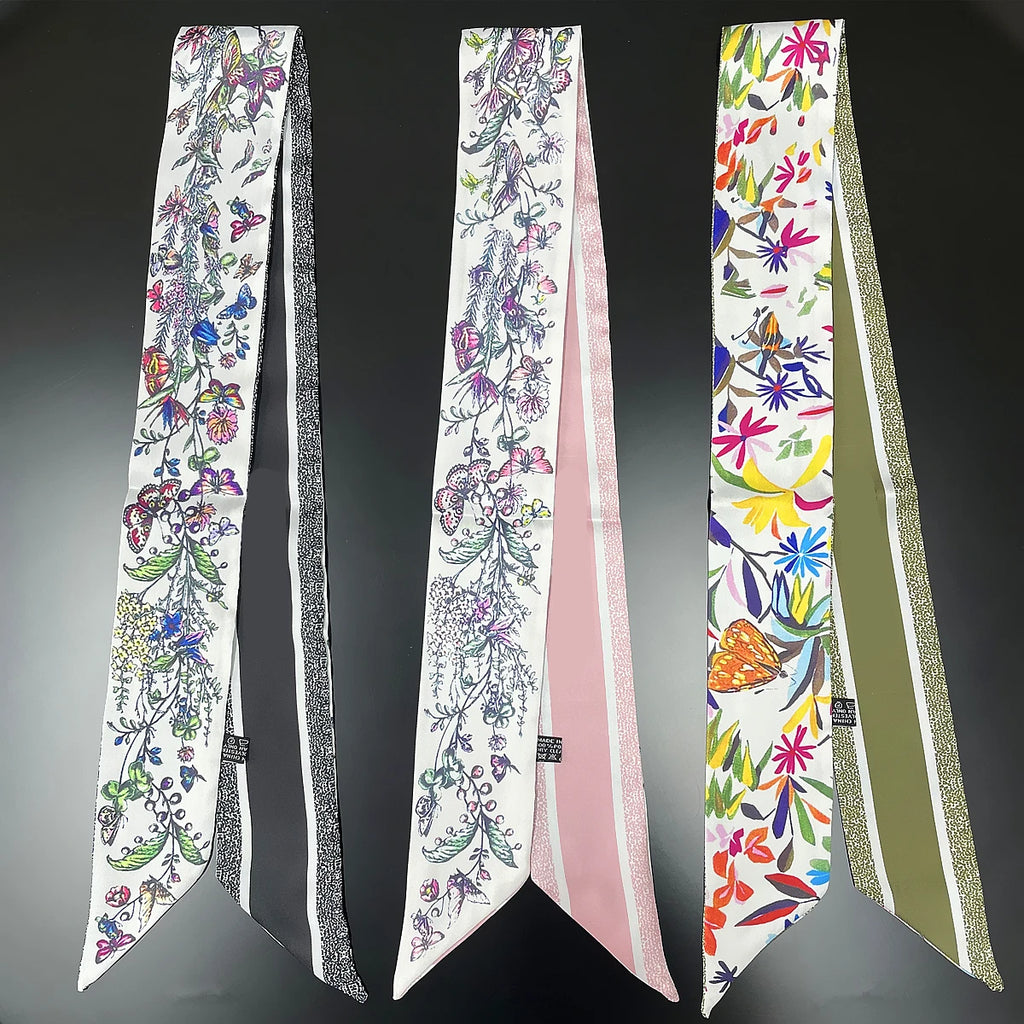 2024 Neues Design Stiefmütterchen Tarot Schal Frauen Luxusmarke Schal Skinny Tasche Seidenschals Foulard Haar Halstuch Stirnband Für Damen