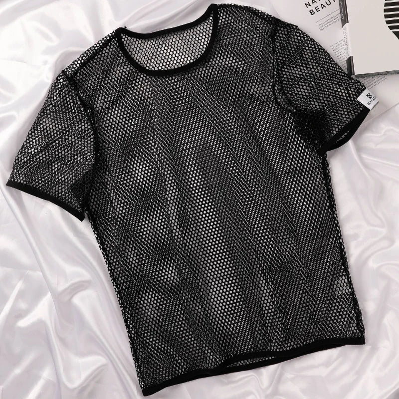 Men's Hollow Out Mesh T-Shirt, Breathable, Sport, See Through, Streetwear, Lightweight, Casual Tank Top, Summer, New Arrivals