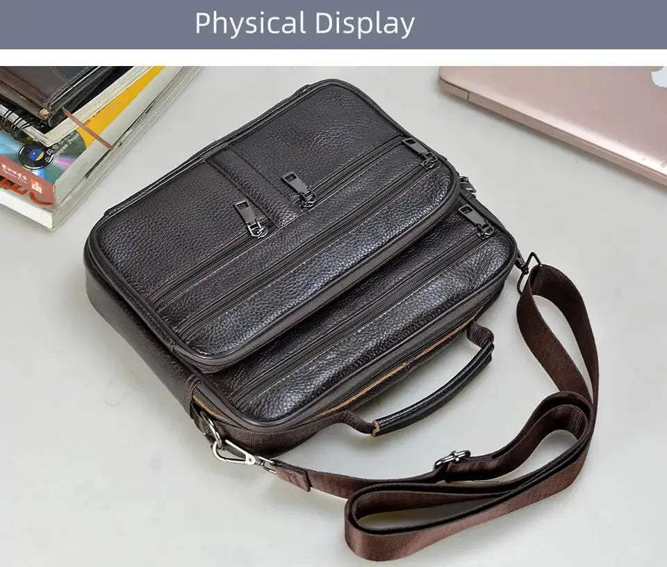 New Arrival Men Shoulder Bag Men's Genuine Leather Messenger Bag Boy Coffee Middle Size Handbags Tote Natural Skin Men Briefcase