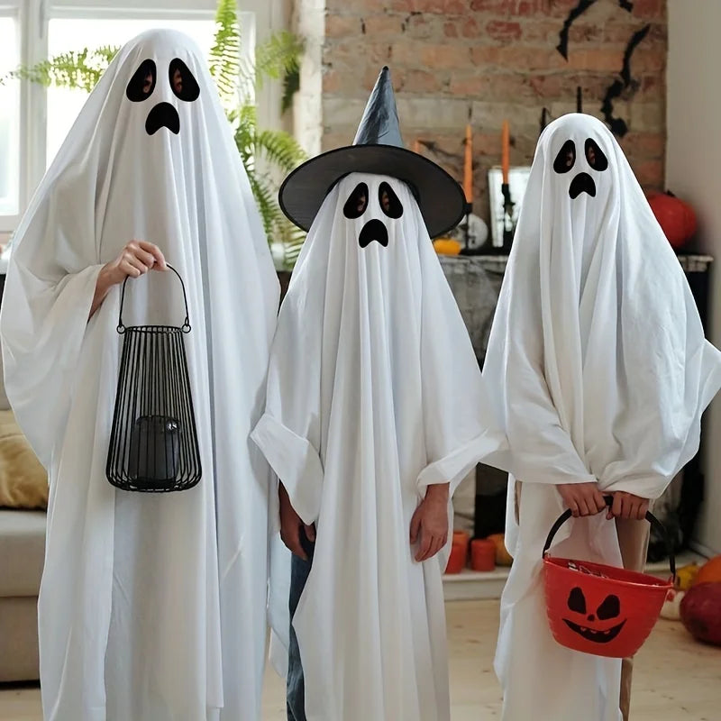 Halloween Ghost Cloak Adult Cosplay Costumes Anime No Face Man Role Play Apparel Parents-Kids Helloween Party Dress Horror Elf