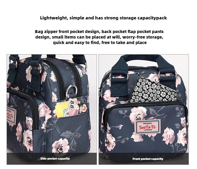 Brand Women Crossbody Bag Portable Female Shoulder Bags Printed Flower Nylon Messenger Bags Multi-pocket Ladies Handbags Bolsa