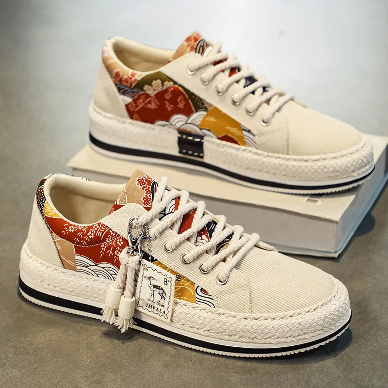 Trend Low-Top Canvas Shoes Mens Summer Fashion Trend Platform Sneakers Comfortable Breathable Casual Shoes Zapatos para hombres
