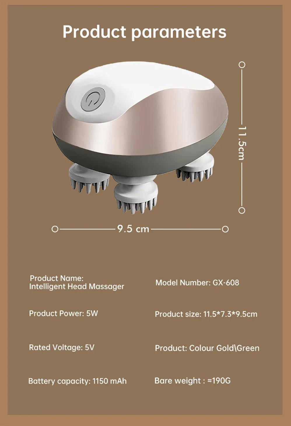 Electric Head Massager Silicone Scalp Magnetic Suction Charging Silicone Shoulder Multifunctional Kneading Vibration Head Spa