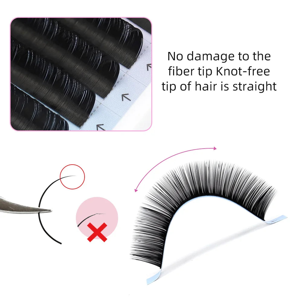 Lashrujade Eyelashes Extension Matte Black Soft Natura Mink Faux Individual Russian Volume Lash Regular Classic Lashes Extension