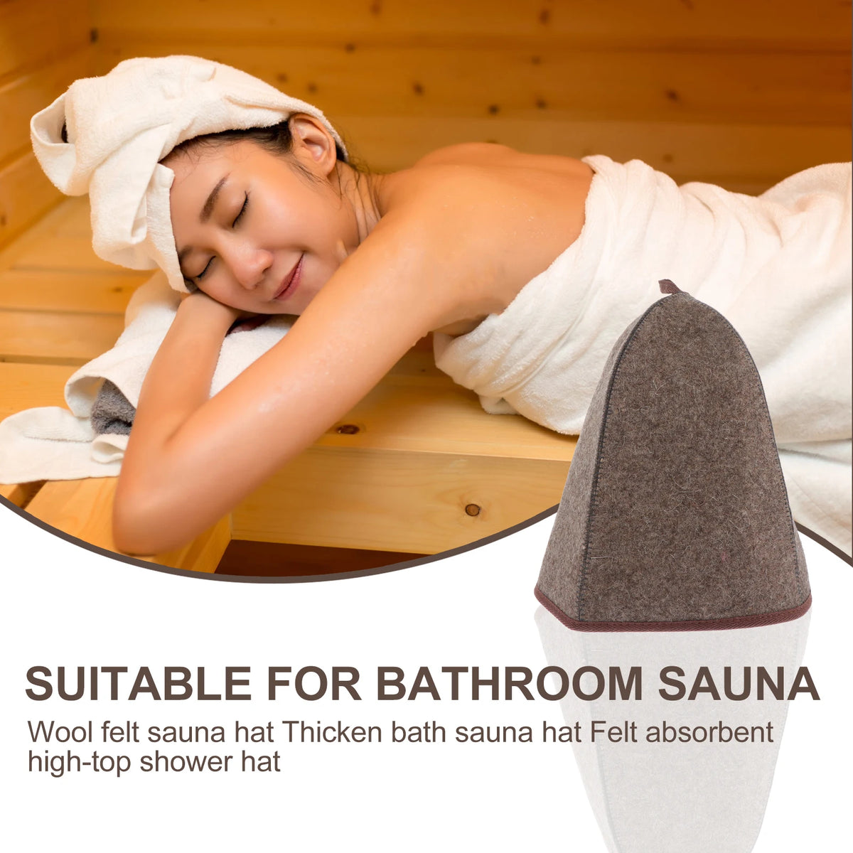 Thickened Sauna Hat Wool Felt Bathing Hat Hat Shower Cap  Wool Felt Hat Shower Caps Household  Bathing Hat Merchandises