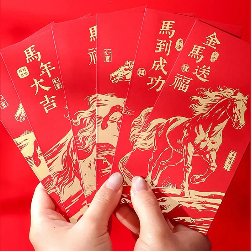 6 Pcs 2026 New Year Red Envelope Chinese Spring Festival Lucky Money Pockets Year of the Horse Lunar Year Celebration Supplies