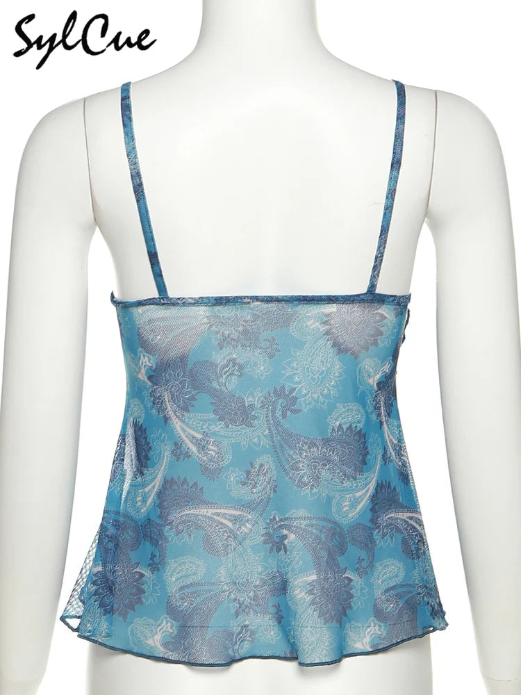 Sylcue Simple And Light Summer Cool Breathable Soft Casual All-Match Sexy Mature Charming Women'S Butterfly Classical Print Vest