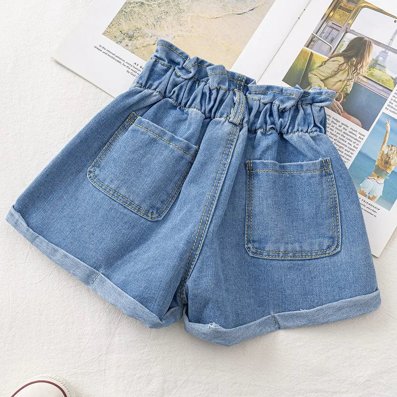 Korean Style Kids Girls Jeans Shorts1-7Y Children Short Girls Summer Clothing Cotton Soft Fashion Denim Shorts Clothes Baby Girl
