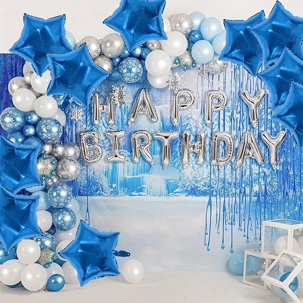 30pcs 10 Inch Blue Silvery Star Shape Foil Balloons Birthday Wedding Shower Anniversary Engagement Party Decorations Supplies