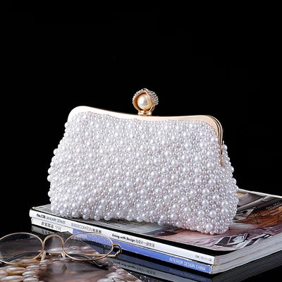 Pearl Clutch Bags Women Purse Ladies white Hand Bags Evening Bags for Party Wedding black Shoulder Bag Bolsa Feminina