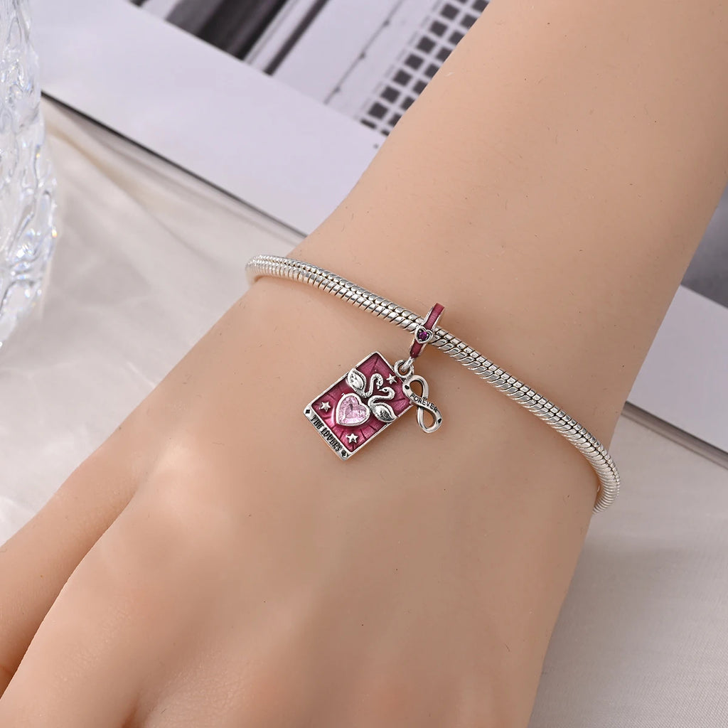 925 Sterling Silver Baocaro brand Charms Pendant with Cubic Zirconia,Fit DIY bracelet necklace Gift for Her,Colgante Plata